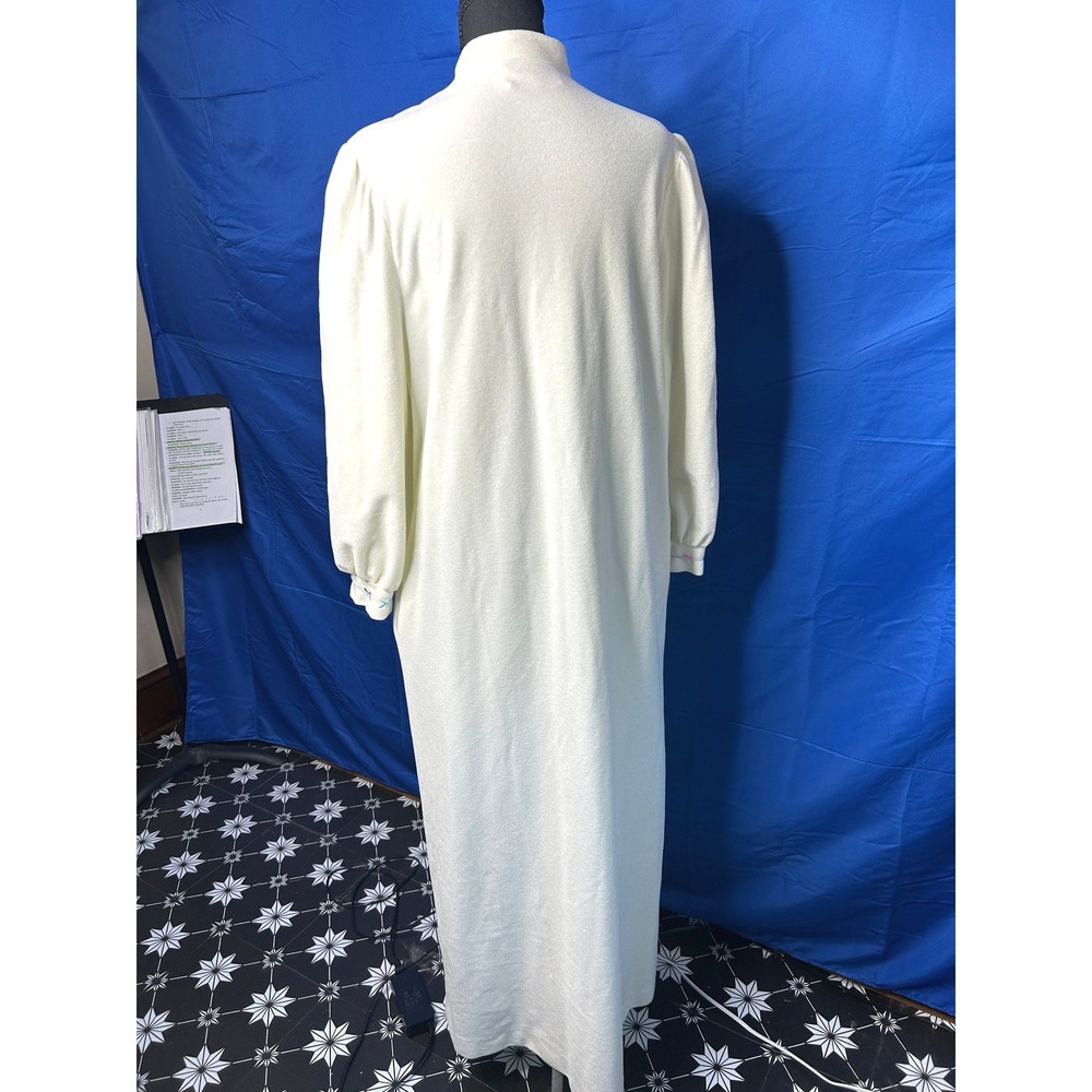 Vtg Womens Embroidered Nightgown Sz M Cottage Coquette Grannycore Puff Sleeve - Picture 3 of 10